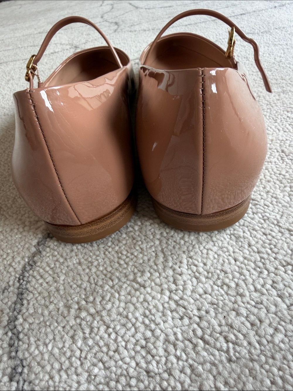 Brand new, Gianvito Rossi Patent Pointed Mary Jane Flats in Nude Pink - Picture 4 of 5